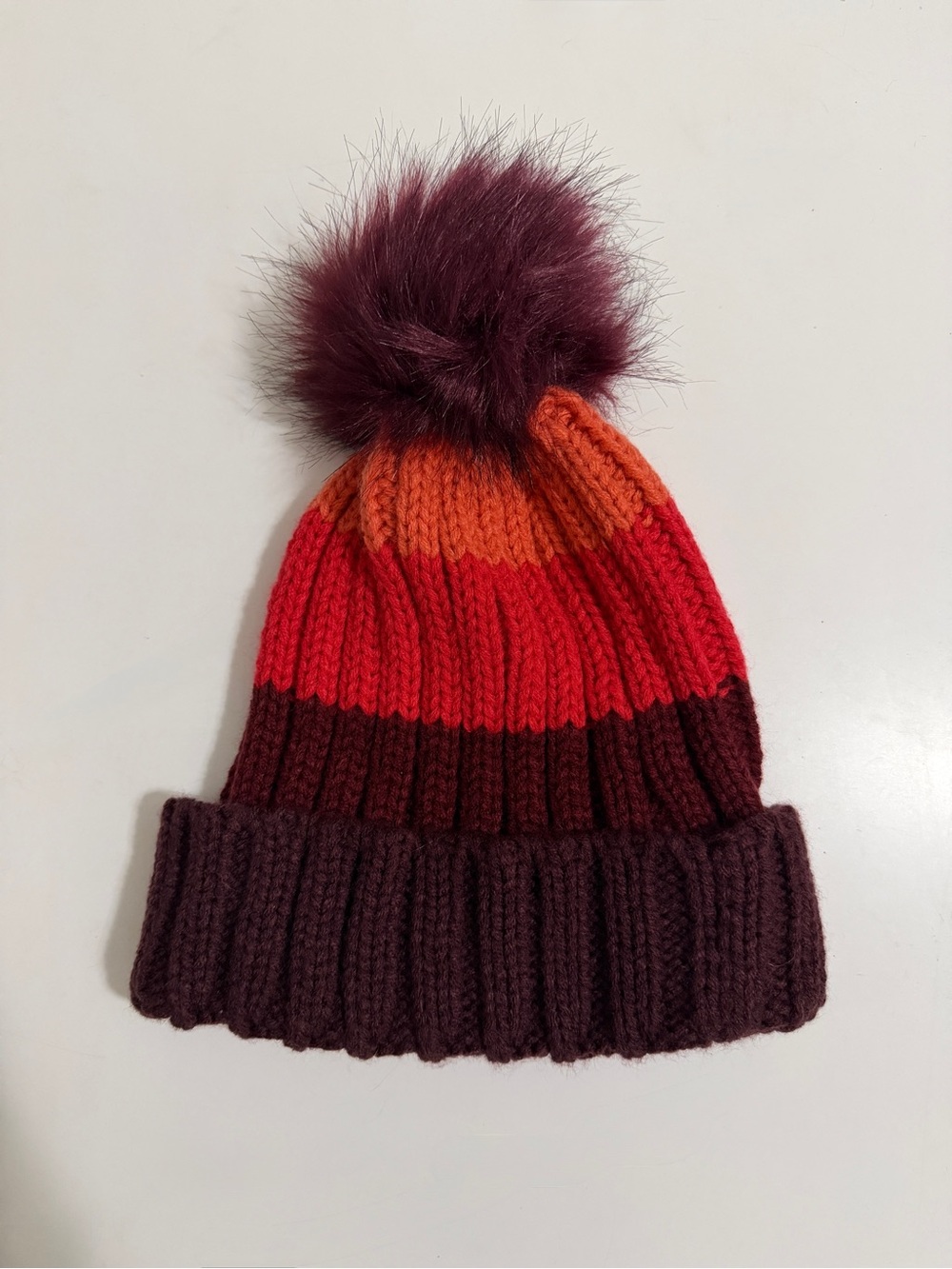 Multi-Colored Beanie With Pom Pom